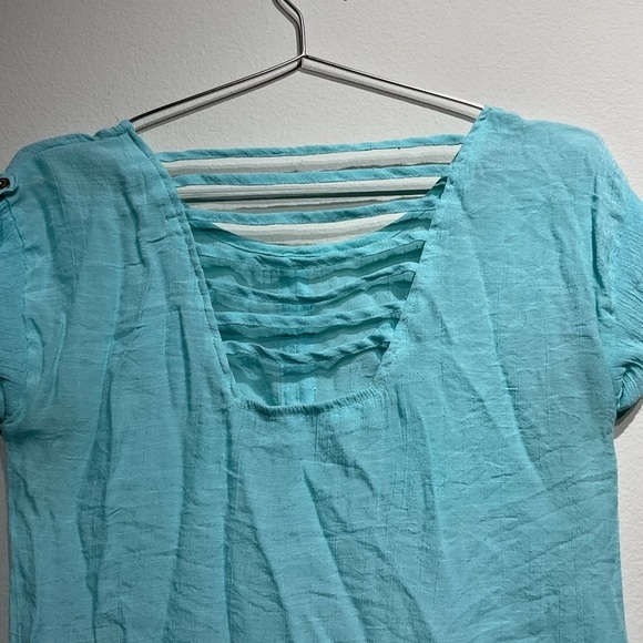 Pearl Size S Lightweight Shirt Blouse Teal Color Back String Design - Picture 5 of 8